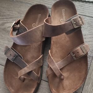 Brown Leather Sandals with Buckles
